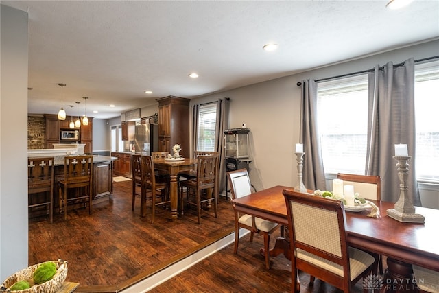 2155 Shenandoah Dr, Troy, OH 45373 - dining area featuring dark wood-style flooring and recessed lighting