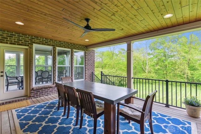 3886 Hudson Hills Ln, Mason, OH 45040 - sunroom / solarium featuring ceiling fan and outdoor dining space