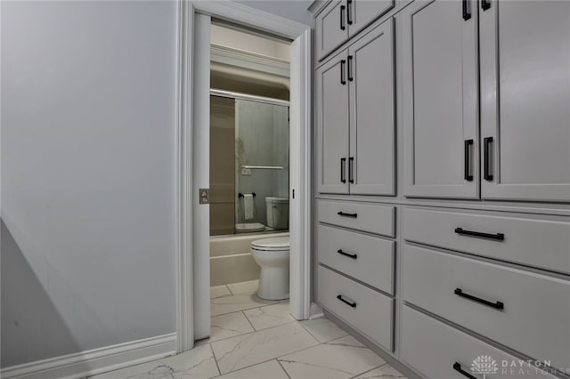 3085 State Route 122, Springboro, OH 45005 - full bathroom with marble finish floors, toilet, and shower / bath combination with glass door