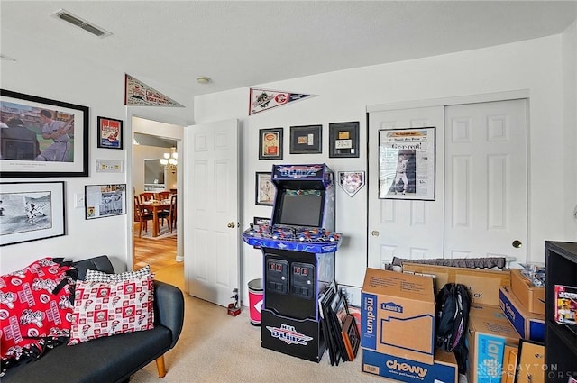1248 Kern Dr, Germantown, OH 45327 - game room featuring a chandelier and carpet floors