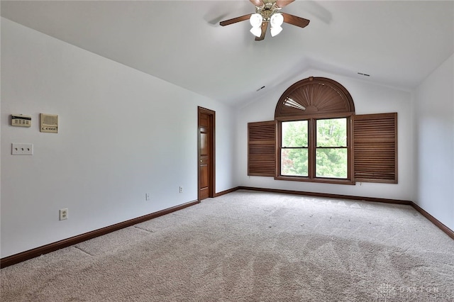 7299 Country Club Ln, West Chester, OH 45069 - carpeted spare room featuring vaulted ceiling, a ceiling fan, and baseboards