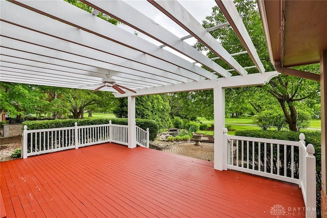 7299 Country Club Ln, West Chester, OH 45069 - wooden deck with a ceiling fan and a pergola