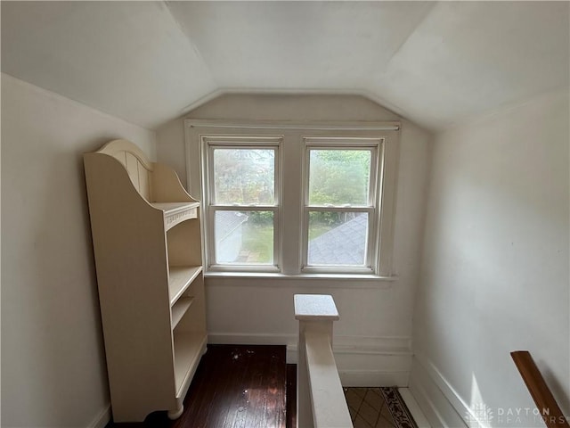 1805 Fauver Ave, Dayton, OH 45420 - bonus room featuring vaulted ceiling, baseboards, and dark wood-type flooring