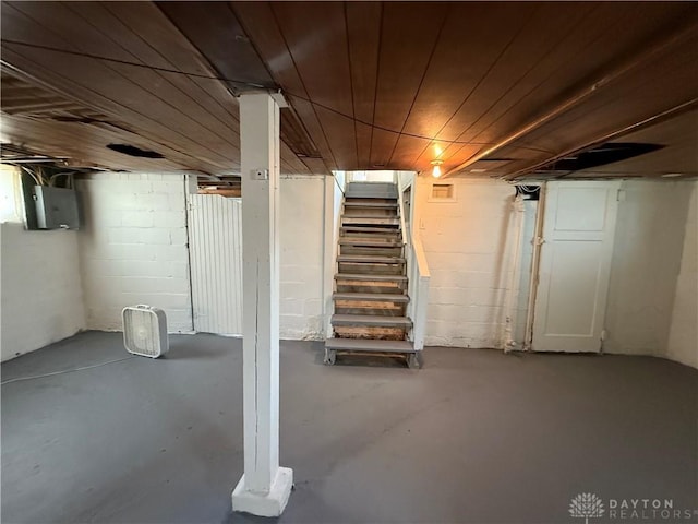 1805 Fauver Ave, Dayton, OH 45420 - unfinished below grade area with stairs and electric panel