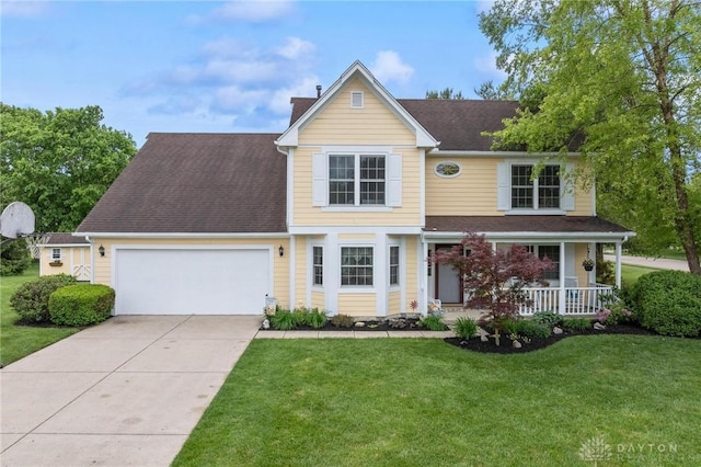 2866 Fence Stone Ct, Dayton, OH 45458 - traditional home featuring an attached garage, covered porch, driveway, and a front yard