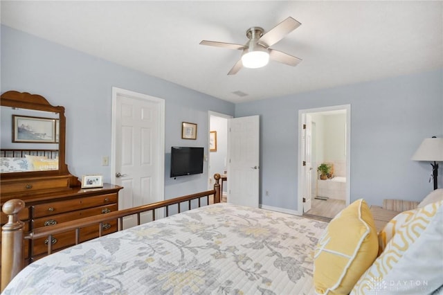 2866 Fence Stone Ct, Dayton, OH 45458 - bedroom featuring ensuite bathroom, a ceiling fan, and baseboards