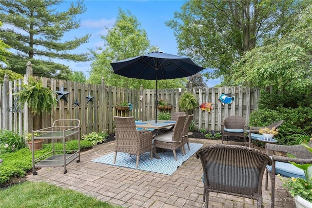 2866 Fence Stone Ct, Dayton, OH 45458 - fenced backyard with outdoor dining area and a patio