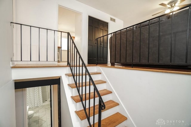 720 Boylston St, Middletown, OH 45044 - staircase featuring ceiling fan