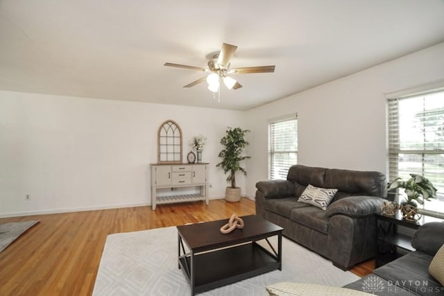 720 Boylston St, Middletown, OH 45044 - living room with wood finished floors, ceiling fan, and baseboards
