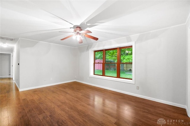 2765 Hemphill Rd, Kettering, OH 45440 - unfurnished room featuring baseboards, wood finished floors, and ceiling fan