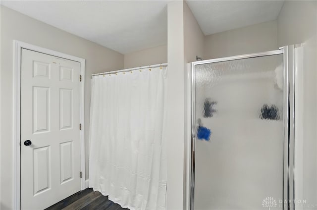 432 Applegate Rd, Englewood, OH 45322 - bathroom with a shower stall and wood finished floors