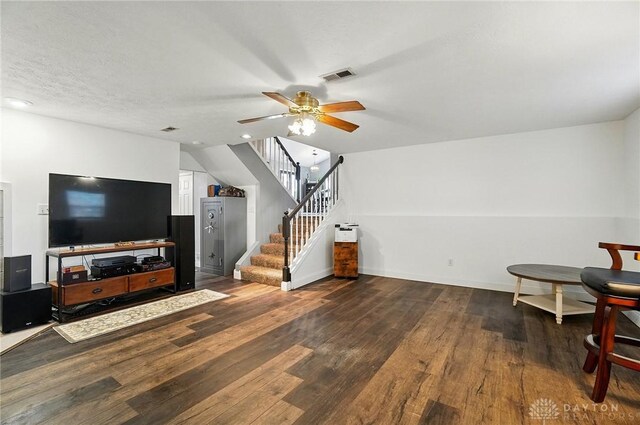 432 Applegate Rd, Englewood, OH 45322 - living area with stairway, ceiling fan, wood finished floors, baseboards, and recessed lighting
