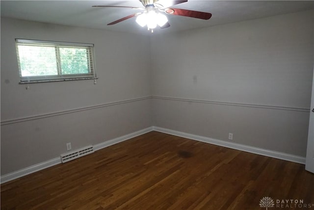 10520 Grand Vista Dr, Dayton, OH 45458 - empty room with ceiling fan, wood finished floors, and baseboards