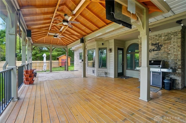 220 Fivepines Ct, Englewood, OH 45315 - wooden terrace with ceiling fan