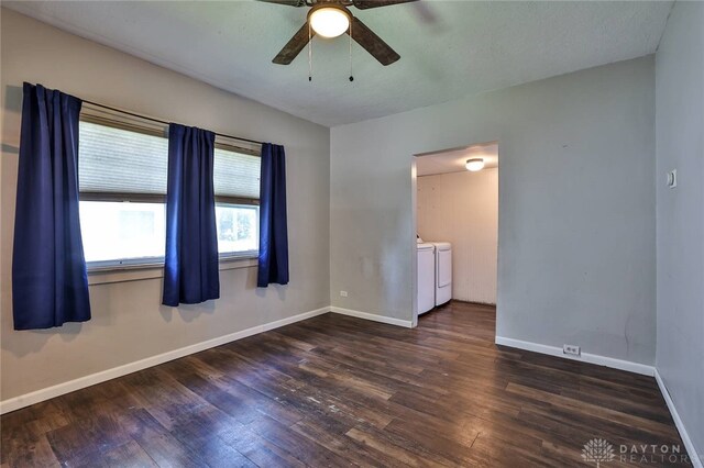 27 S Quentin Ave, Dayton, OH 45403 - unfurnished room with independent washer and dryer, a ceiling fan, and wood finished floors