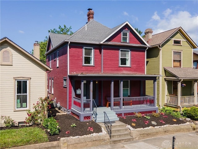 25 La Belle St, Dayton, OH 45403 - victorian-style house featuring covered porch and a chimney
