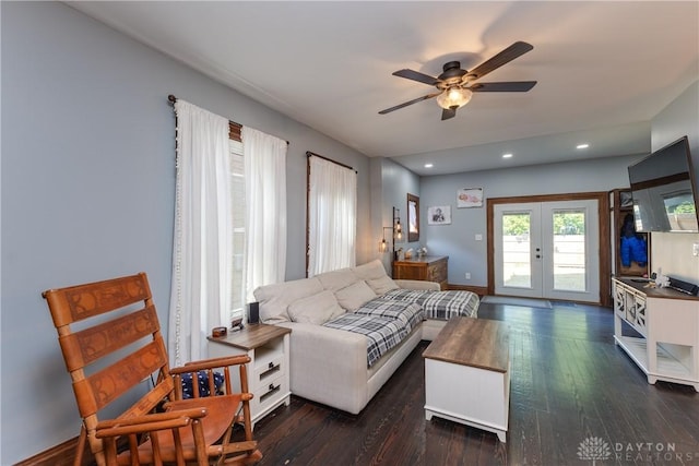25 La Belle St, Dayton, OH 45403 - living area with french doors, ceiling fan, wood finished floors, recessed lighting, and baseboards