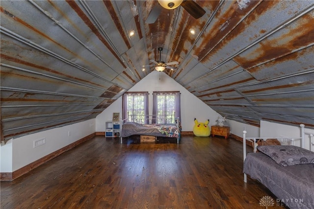 25 La Belle St, Dayton, OH 45403 - bedroom with vaulted ceiling, wood finished floors, baseboards, and ceiling fan