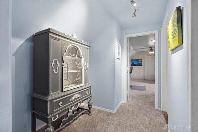 2242 Turnbull Rd, Beavercreek, OH 45431 - corridor featuring carpet, lofted ceiling, and baseboards