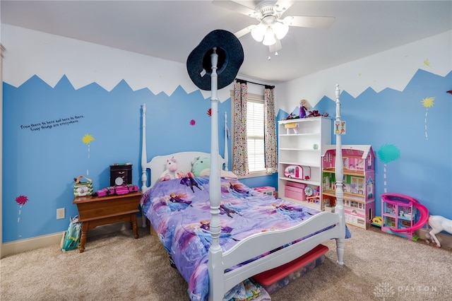 10067 Yearling Run, Dayton, OH 45458 - bedroom with carpet floors, ceiling fan, and baseboards