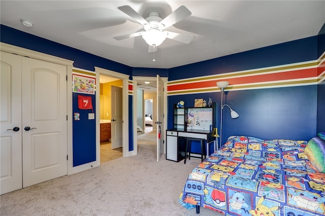 10067 Yearling Run, Dayton, OH 45458 - carpeted bedroom with ceiling fan, baseboards, and a closet