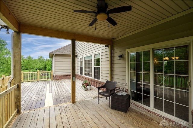 10067 Yearling Run, Dayton, OH 45458 - wooden terrace featuring ceiling fan