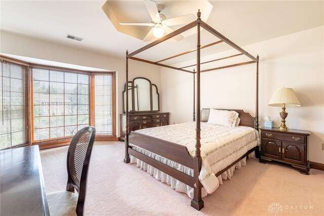 514 Shambord Cir, Kettering, OH 45429 - bedroom featuring light carpet, baseboards, and a ceiling fan