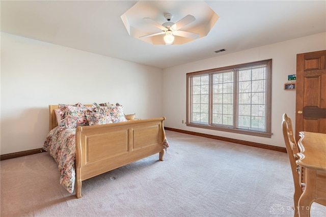 514 Shambord Cir, Kettering, OH 45429 - bedroom featuring light colored carpet, baseboards, and ceiling fan