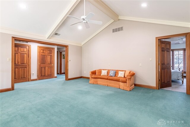 514 Shambord Cir, Kettering, OH 45429 - unfurnished living room with a ceiling fan, carpet flooring, and baseboards