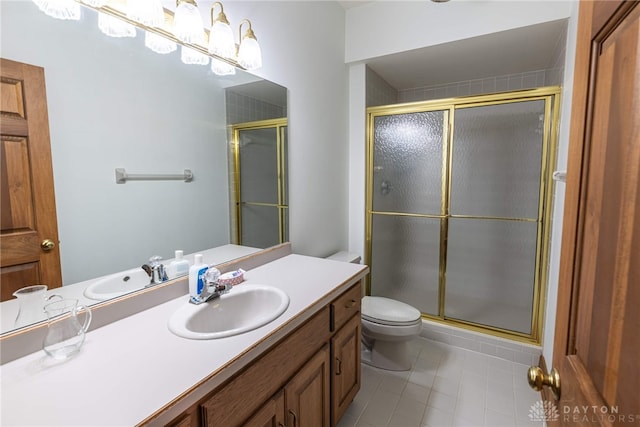 514 Shambord Cir, Kettering, OH 45429 - full bathroom featuring tile patterned floors, toilet, vanity, and a shower stall