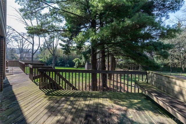 514 Shambord Cir, Kettering, OH 45429 - wooden terrace featuring view of wooded area