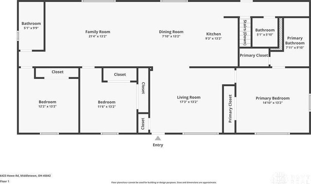 6423 Howe Rd, Middletown, OH 45042 - property floor plan