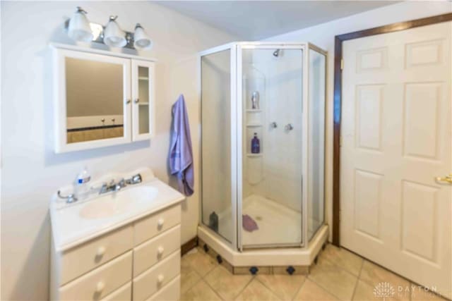 2312 Saint Charles Ave, Dayton, OH 45410 - full bath with vanity, a shower stall, and tile patterned floors