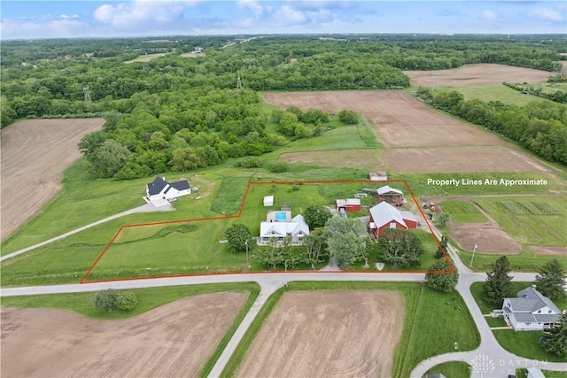 1134 N Webb Rd, Adams Twp, OH 45177 - view of rural area with property parcel outlined and a heavily wooded area