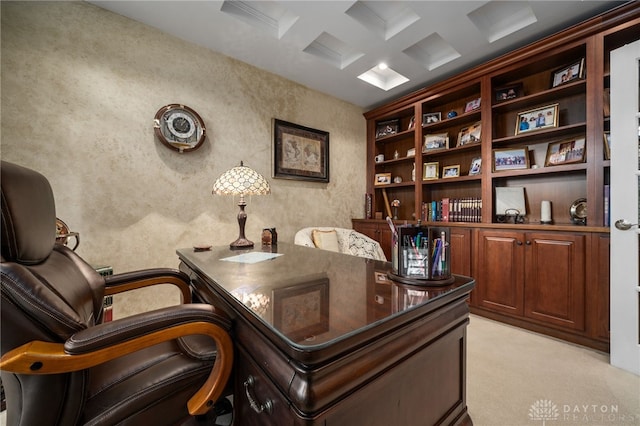 7607 Stone Ridge Dr, Springboro, OH 45066 - office area with light colored carpet and coffered ceiling