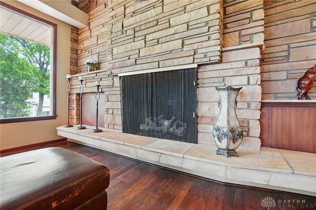 450 Ridgewood Ave, Oakwood, OH 45409 - detailed view of a fireplace, baseboards, and wood finished floors