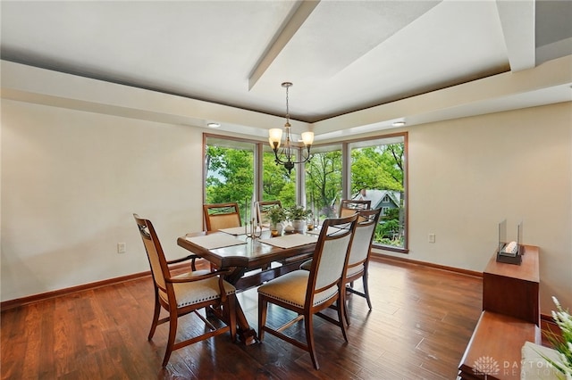 450 Ridgewood Ave, Oakwood, OH 45409 - dining space featuring a chandelier, baseboards, and dark wood finished floors