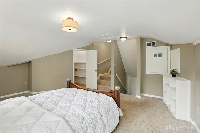 450 Ridgewood Ave, Oakwood, OH 45409 - carpeted bedroom with attic access, lofted ceiling, and baseboards