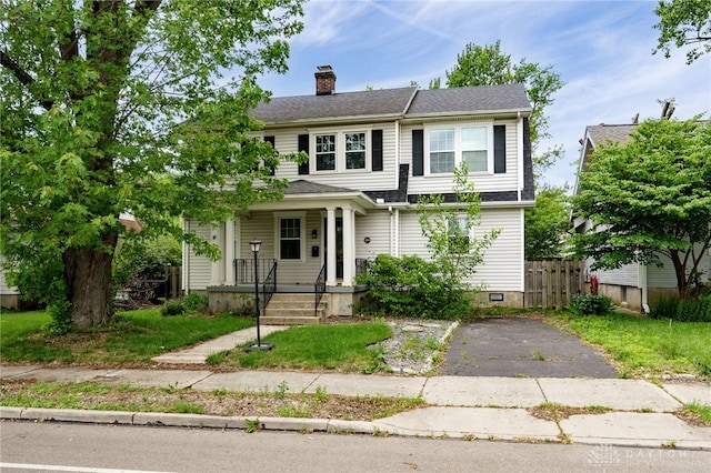 1809 Shroyer Rd, Oakwood, OH 45419 - view of front of property with a chimney and a porch