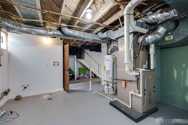 1809 Shroyer Rd, Oakwood, OH 45419 - unfinished basement with water heater and stairs