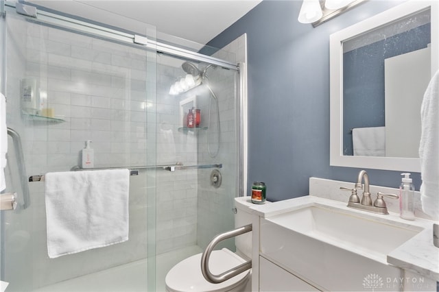 3646 Utica Dr, Dayton, OH 45439 - bathroom featuring toilet, vanity, and a shower stall