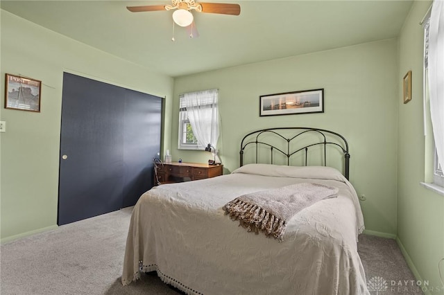 6719 Morrow Dr, Clayton, OH 45415 - carpeted bedroom featuring baseboards and ceiling fan