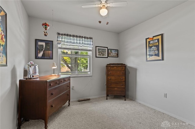 6719 Morrow Dr, Clayton, OH 45415 - bedroom featuring light carpet, baseboards, and ceiling fan