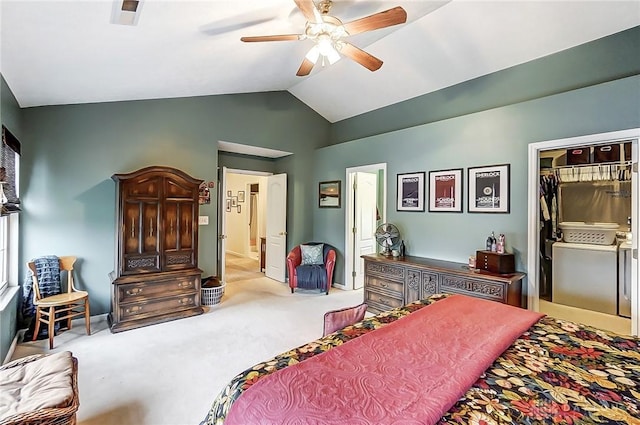 1061 Dapple Ct, Fairborn, OH 45324 - carpeted bedroom with lofted ceiling, a closet, and ceiling fan