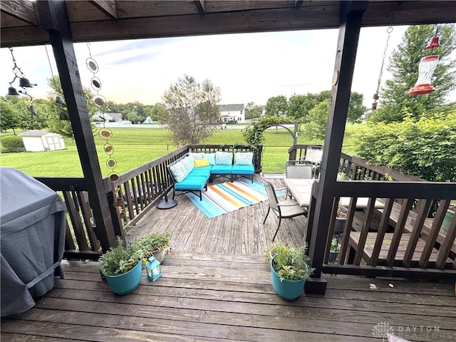 1061 Dapple Ct, Fairborn, OH 45324 - wooden terrace with a yard and grilling area