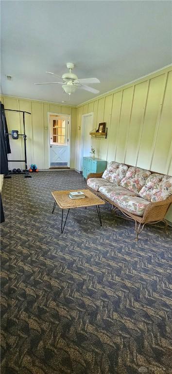869 Maxwelton, Washington Twp, OH 45459 - living room with carpet and ceiling fan