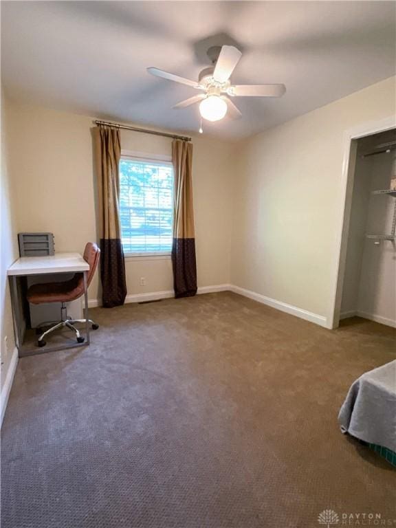 869 Maxwelton, Washington Twp, OH 45459 - carpeted bedroom featuring baseboards, an office area, and ceiling fan