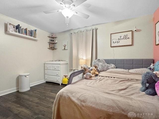 1277 Yocom Rd, Cable, OH 43009 - bedroom featuring wood finished floors, baseboards, and a ceiling fan