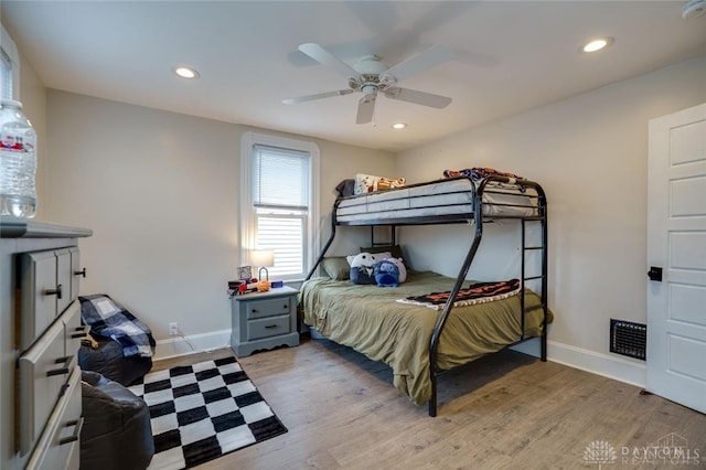 519 Prytania Ave, Hamilton, OH 45013 - bedroom with light wood-type flooring, recessed lighting, baseboards, and ceiling fan