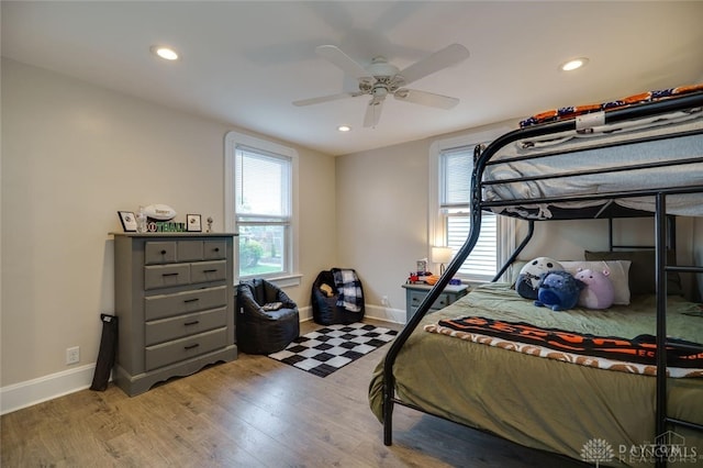519 Prytania Ave, Hamilton, OH 45013 - bedroom with baseboards, recessed lighting, wood finished floors, and a ceiling fan